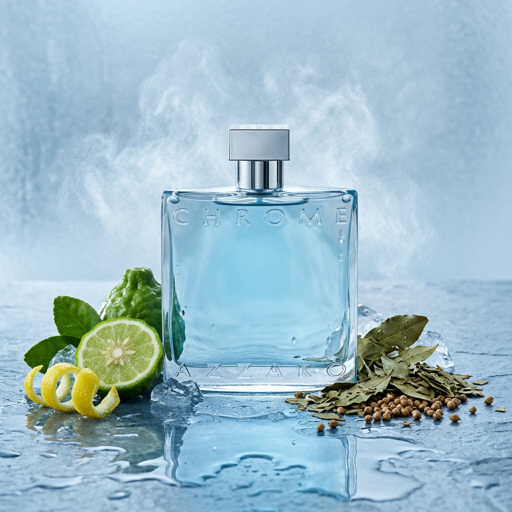 chrome cologne lifestyle image with notes
