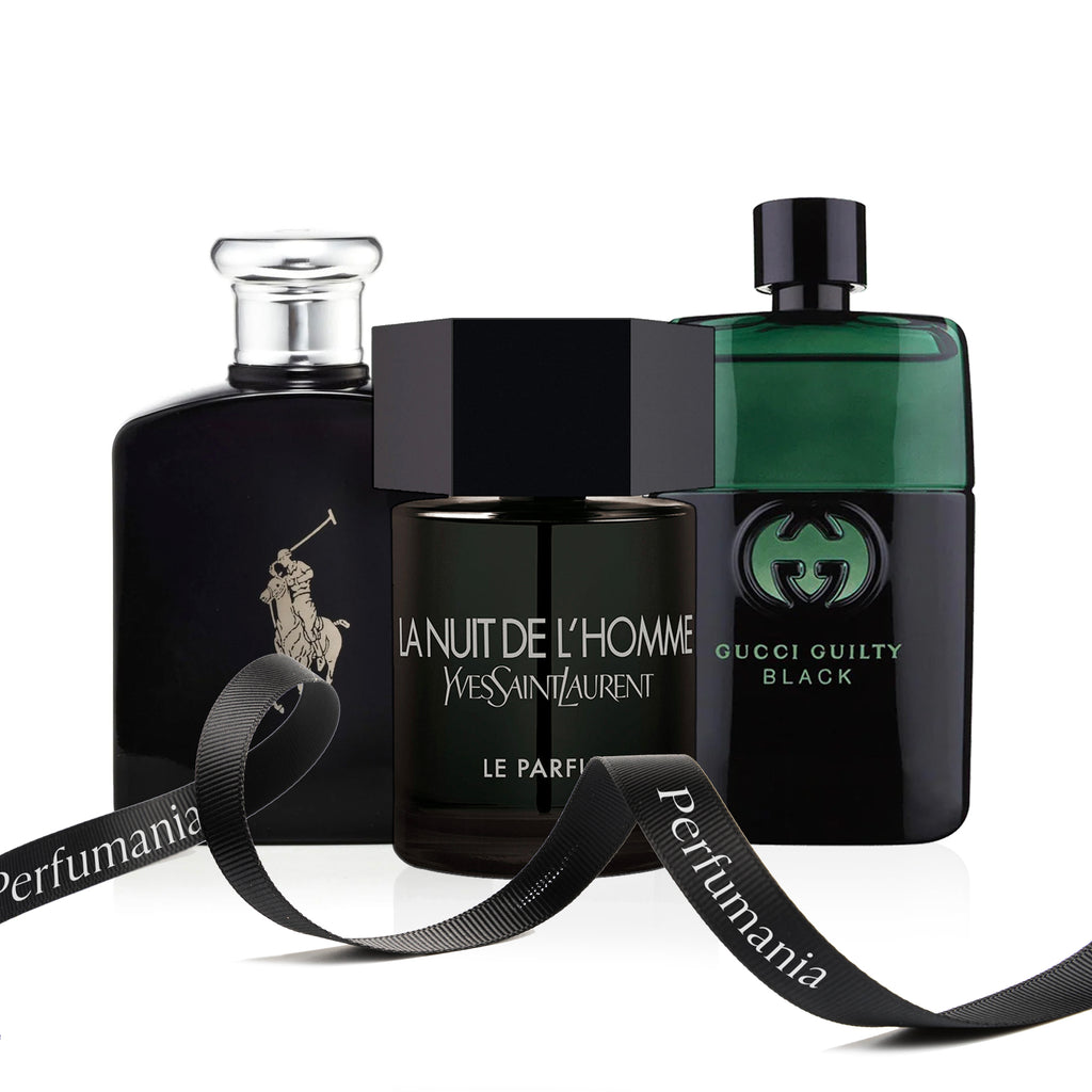 Bundle Deal for Men: Polo Black by Ralph Lauren and L'Homme La Nuit by YSL and Guilty Black by Gucci