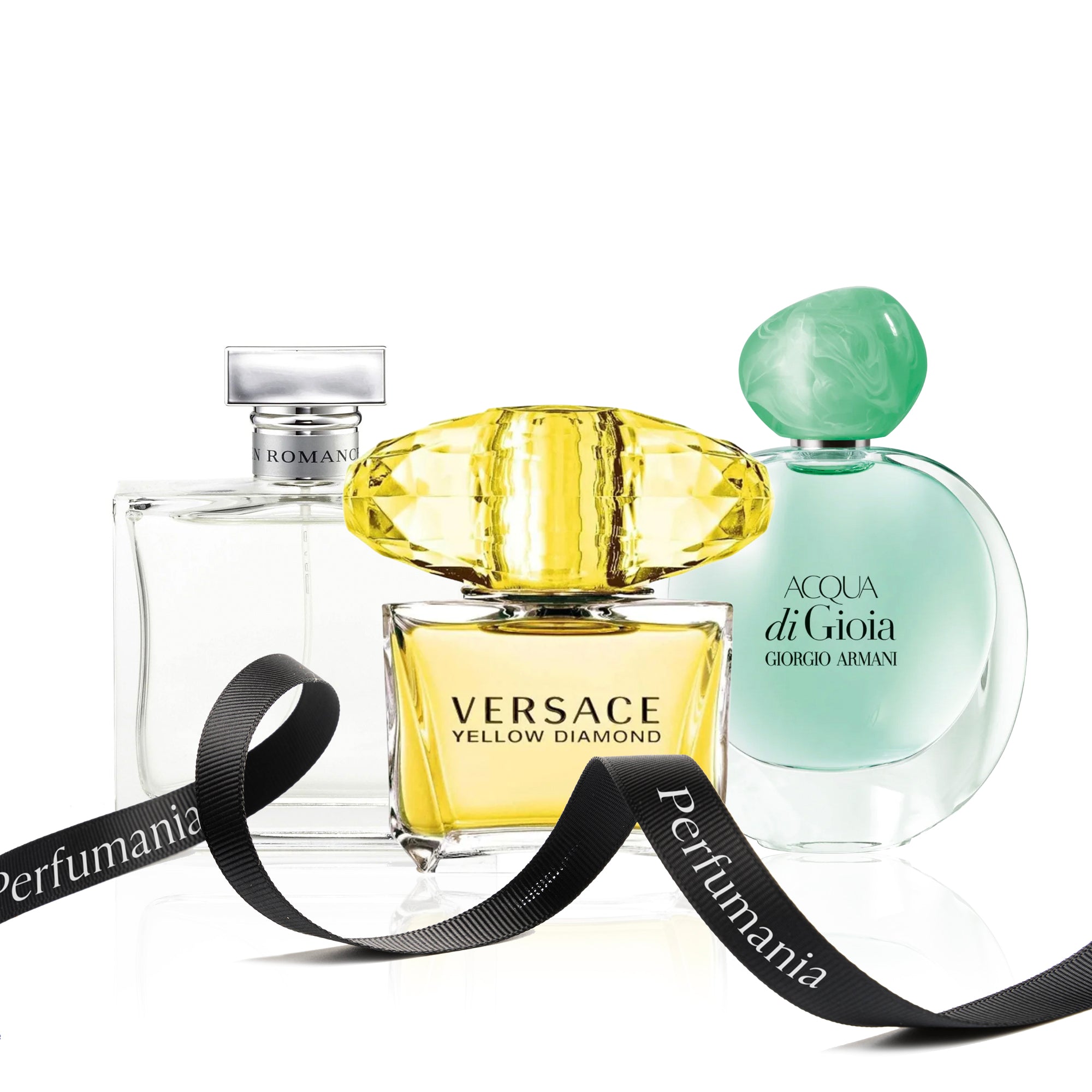 Bundle Deal For Women: Romance by Ralph Lauren and Yellow Diamond by Versace and Acqua Di Gioia by Giorgio Armani Featured image