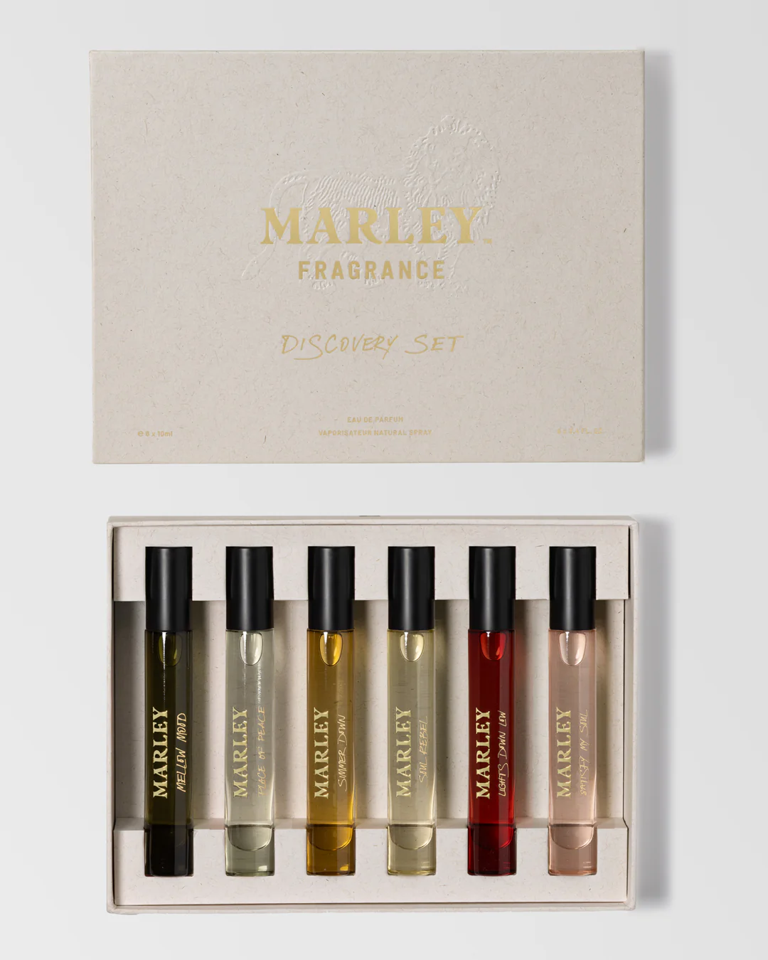 Marley Discovery Gift Set which contains six Marley Brand perfumes at 0.33 oz. each