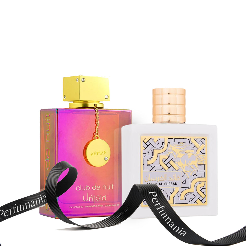 Qaed al Fursan Unlimited Eau de Parfum 3.04 oz. by Lattafa and Club de Nuit Untold Eau de Parfum 3.6 oz. by Armaf
