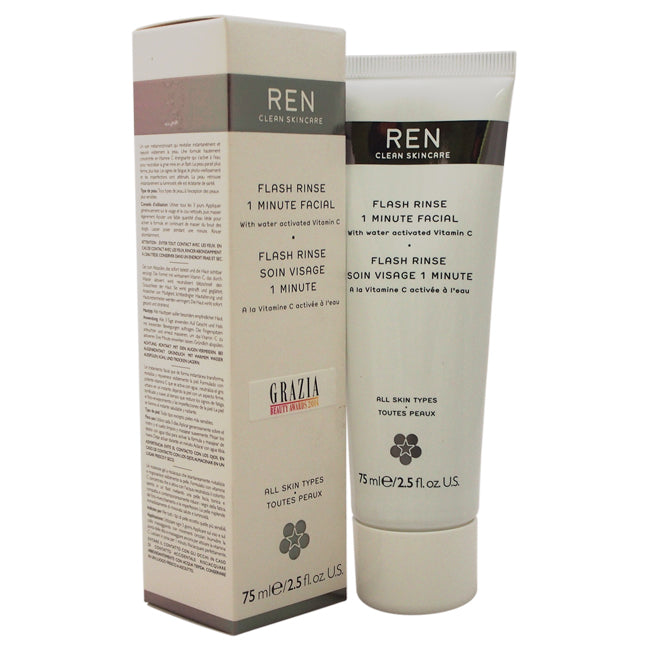 Flash Rinse 1 Minute Facial by REN for Unisex - 2.5 oz Rinse